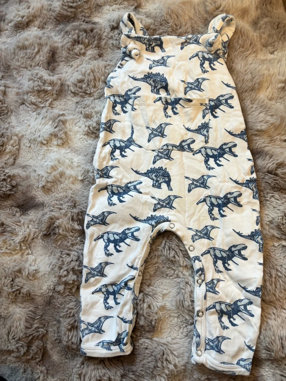 Kate Quinn Organic Cream Romper with Navy Dinosaur Print 18-24 months